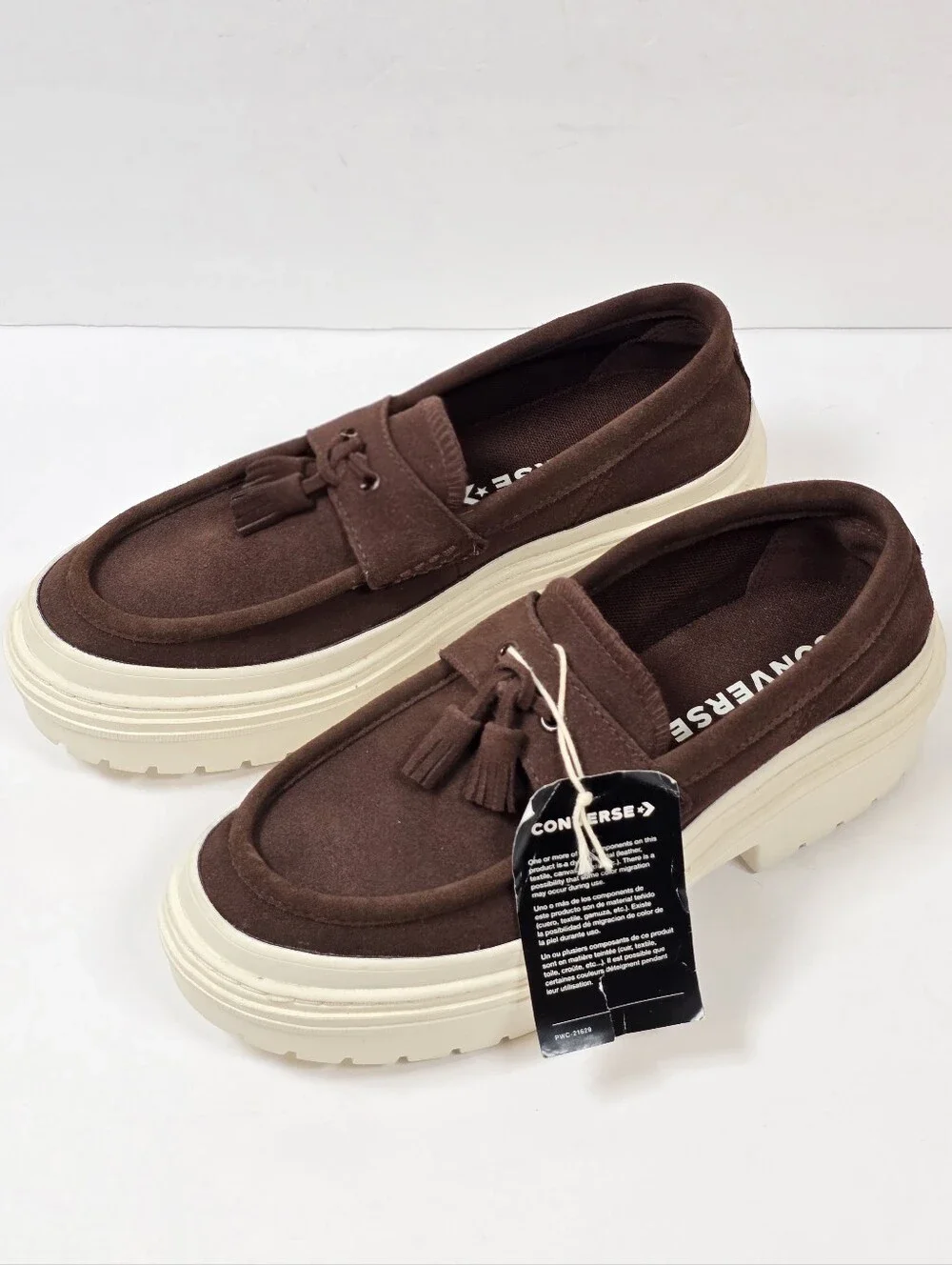 Converse Chuck Taylor Suede Lugged Heel Loafers Chocolate Brown Platforms Sz 7.5